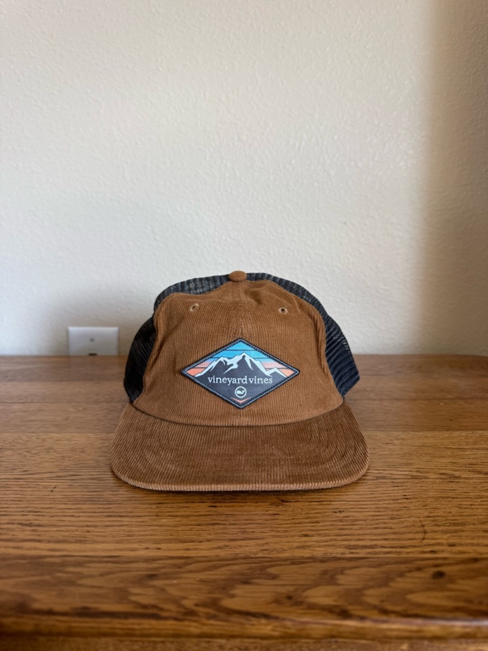 Vineyard Vines Brown Corduroy and Black Mesh Trucker Hat